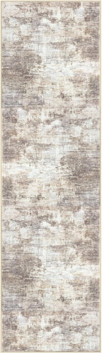 IOHOUZE Abstract Runner Rug 2x7 Ft Washable Runners for Hallways, Non Slip Kitchen Runner Printed Faux Wool Entryway Runners Indoor, Modern Abstract Floor Carpet for Hall Kitchen Bedroom, Beige Brown