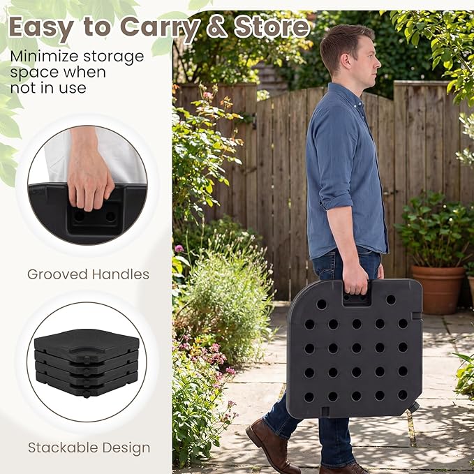 Giantex 4-Piece Fillable Offset Umbrella Base, 238 lbs Heavy Duty HDPE Cantilever Patio Umbrella Stand, Sand & Water Filled Weighted Base Plates, with 4 Connecting Pins for Outdoor Deck & Poolside