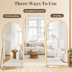 Suidia Arched Full Length Mirror, 81"x41" Floor Mirror Freestanding, Floor Standing Full Body Mirror with Stand for Bedroom, Hanging Leaning Mounted for Living Room Cloakroom, Gold