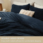 BEDELITE Fleece Twin Comforter Set -Super Soft & Warm Fluffy Navy Faux Fur Bedding, Luxury Fuzzy Heavy Bed Set for Winter with 1 Pillow case