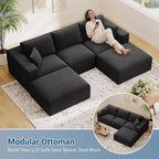 40" Square Stuffed Ottoman Pouf for Sofa Couch, Corduroy Poufs with Foam Chunk Filling, Furry & Fluffy Pouf Foot Stool Movable Ottoman. 40*40 Floor Poufs Foot Rest for Living Room, Black(1 Piece Set)