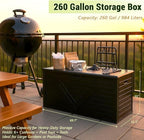 Outdoor Storage Box,260 Gallon Deck Box Outdoor Storage Bench Outside Waterproof Resin Storage Bench, Lockable Patio Cushions, Garden Tools Storage For Furniture, UV Resistant