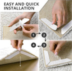X-Protector Rug Tape - 16 Pcs Set - White Anti-Slip & Anti-Curling Carpet Tape for Hard Floors - Premium Rug Pad Gripper - Carpet Corner Grippers to Keep Your Carpet in Place & Make Corners Flat