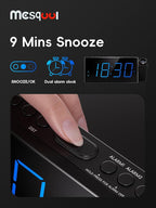 Mesqool Projection Alarm Clock, Loud Vibrating Alarm Clock for Heavy Sleepers, Adjustable Projection Brightness,Hearing Impaired & Deaf People, Digital Alarm Clock with USB Charging Port