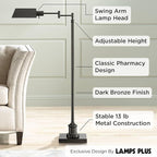 Regency Hill Jenson Traditional Farmhouse Adjustable Pharmacy Floor Lamp Standing Base Swing Arm 54" Tall Dark Bronze Metal Bright Downward Light for Living Room Reading House Bedroom