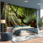 BSFHH Nature Tapestry Forest Tree Sea Cave Wall Hanging, Stream Through Rainforest Landscape Wall Art Tapestry for Bedroom Living room (Century-old tree, 110" × 87", Unframed)