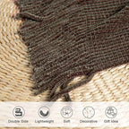 lifein Throw Blanket for Couch, Soft Boho Decor Bed Throw,Cozy Brown Knitted Chenille Small Farmhouse Lightweight Throw (Brown,60 * 80")