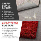 X-Protector Rug Tape for Carpet - 8 Pcs Set - White Anti-Slip & Anti-Curling Carpet Tape for Rugs - Premium Rug Pad Gripper - Carpet Corner Grippers to Keep Your Rugs & Make Corners Flat