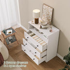 GarveeLife Small Dresser with 3 Drawers, Wood Dresser with Charging Station and LED Lights for Bedroom Closet Bedside, Modern Wooden Chest of Drawers for Living Room, Hallway, White