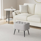 BIRDROCK HOME Tufted Curve Ottoman Velvet Foot Stool - Upholstered Padded Footrest for Living Room or Bedroom - Small Cushioned Accent Chair for Couch, Sofa, Large Seating - Modern Furniture - Grey