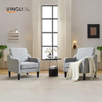 VINGLI Accent Chair for Living Room Chairs Reading Chair for Bedroom Chair Scooped Arm Chair Mid Century Modern Accent Chairs Upholstered Comfy Chair for Apartment, Waiting Room (2, Texture Gray)