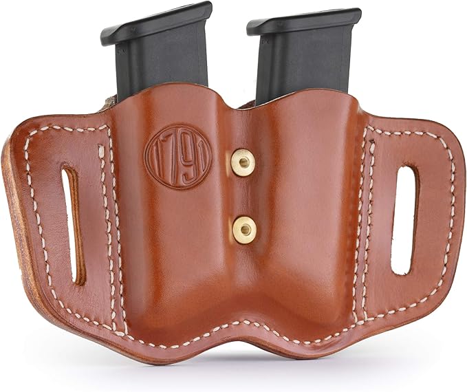 1791 Gunleather 2.2 Mag Holster - Double Mag Pouch for Double Stack Magazines, OWB Magazine Pouch for Belts