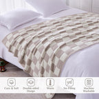 Checkered Throw Blanket, Taupe Soft Cozy Fluffy Warm Throw Blankets for Couch, Sofa, Chair, Bed, Camping, Picnic, Office,Travel Lightweight Bed Blanket - 50"*70"