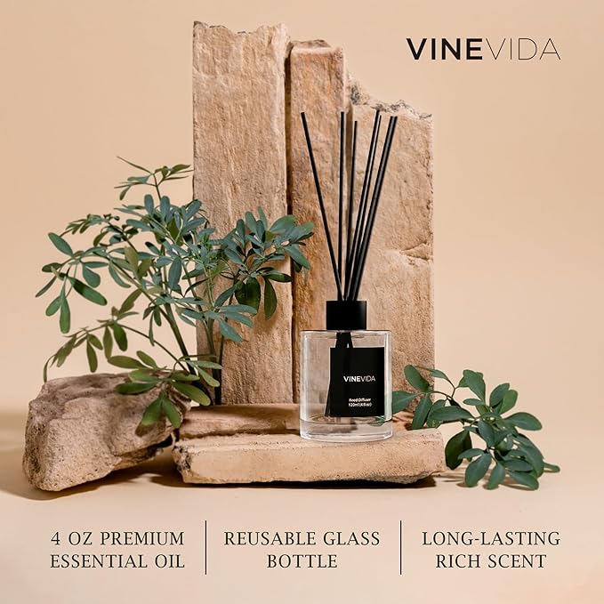 VINEVIDA Reed Diffuser for Home & Bathroom | Long-Lasting Scent Sticks Set | Oil Stick Diffuser | Bathroom Scent - Room Fragrance No. 3400 - Inspired by: Baccarat