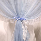 VETHIN 4 Corners Post Ruffle Princess Bed Canopy Curtain-Double Layer Cozy Drape Netting 4 Opening Mosquito Net for Girls Adults Bedroom Decoration (Gray/White,59" W*82" L*82"*H/Queen)