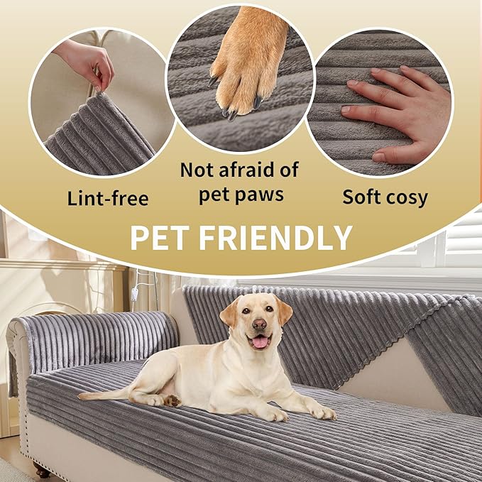 HAOMAIJIA Waterproof Couch Cover for Dogs Washable,Fuzzy Pet Couch Covers for Sofa,Thick Soft Dog Bed Cover Non-Slip Couch Covers for 3 Cushion Couch Sofa Pet Friendly (Grey, 35" x 82")