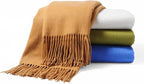 CUDDLE DREAMS Premium Cashmere Throw Blanket with Fringe, Luxuriously Soft (Camel)