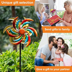 360° Wind Spinners Outdoor with Solar Lights Colored Leaves Garden Decor Yard Lawn Art Decor for Patio Kinetic Windmills 60.63'' H x 13.38'' Dia Unique Gifts for Friends and Family