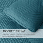 Exclusivo Mezcla Ultrasonic Twin Quilt Bedding Set, Lightweight Teal Bedspreads Soft Modern Geometric Coverlet Set for All Seasons (1 Quilt and 1 Pillow Sham)