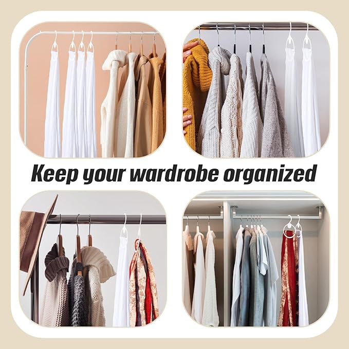 Scarf Hanger Plastic Holder Organizer Space Saving Scarf Organizer Clothes Hanger for Scarves Headscarves Clothing Sorting Storing (White,100 Pcs)