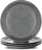 HASENSE Dinner Plates, 10 Inch Ceramic Serving Plates for Kitchen, Modern Round Dishes Set of 4, Scratch Resistant Salad Plates, Dishwasher and Microwave Safe, Grey