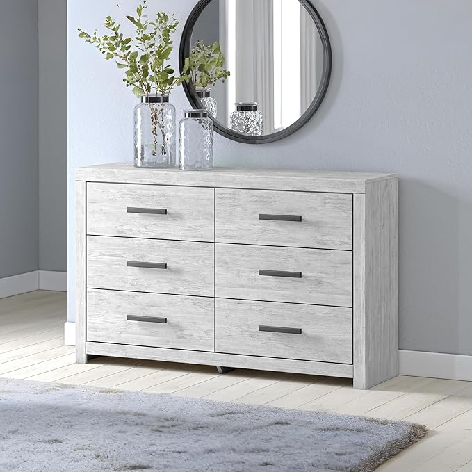 Signature Design by Ashley Cayboni Vintage 6 Drawer Dresser with Safety Stop for Bedroom, White