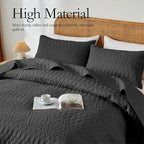 akkialla King/Cal King Size Quilt Bedding Set,Black Lightweight Microfiber Soft Bedspread,Modern Style Geometric Pattern Coverlet Set for All Seasons,3 Piece(1 Quilt,2 Pillow Shams)
