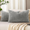 decorUhome Spring Neutral Grey Chenille Throw Pillow Covers 12x20 Set of 2 Textured Soft Cozy Slubby Couch Pillow Covers Modern Farmhouse Boho Decorative Pillow Cases for Bed Sofa Living Room