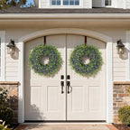 26" Artificial Lavender & Boxwood Wreath for Front Door - Large Faux Purple Greenery Outdoor Wreath for Home, Farmhouse, Window, Wall Decor | Spring Summer All Seasons