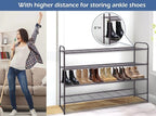 KEETDY 4-Tier Long Shoe Rack for Closet Metal Shoe Organizer for Entryway, Wide Stackable Shoe Storage Shelf with Sturdy Wire Grid for Closet Floor, Bedroom, Bronze