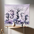 Ambesonne Purple Tapestry, Dried Tree with Mushrooms in Lilac Color Palette and Huge Seahorse Prints, Fabric Wall Hanging Decor for Bedroom Living Room Dorm, 28" X 23", Mauve and Lavender