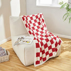 CozeCube Super Soft Fullfy Microfiber Reversible Knitted Blankets, Warm Cozy Fuzzy Plush Throw, Christmas red and White Checkered Throw Blanket for Couch Bed Sofa, 60" x 80"