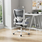 Office Chair, Ergonomic Desk Chair with Adjustable Lumbar Support and Flip up Armrest, Breathable Mesh Computer Chair for Home Office, Gray