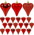 18 Pcs Valentines Tree Heart Ornaments Red Valentines Tree Decorations 3 Style 3.2" Heart Shaped Valentine Hanging Ornaments for Christmas Tree Wedding Party Decoration