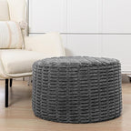 Stuffed Pouf Ottoman with Modern High-Density Foam Faux Fur Poufs Pouf Stool Round Foot Stool Cushion Storage Ottoman 20 * 12''Floor Poufs Ottoman Foot Rest for Living Room (Dark Grey)