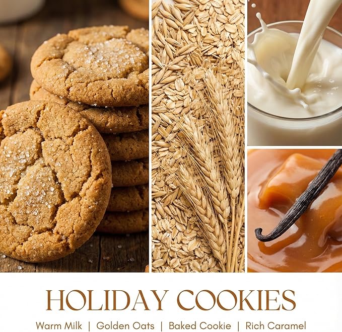 HomeLights 4-Wick Candles for Home Scented - 18oz Soy Wax Blend Candle Long-Lasting Fragrance, Rustic Modern Home Decor and Housewarming Gifts, Holiday Cookies
