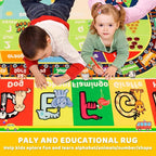 ABC Kids Rug for Playroom - 78.7" 118" Baby Play Mat Alphabet Animal Number Shape Classroom Rug