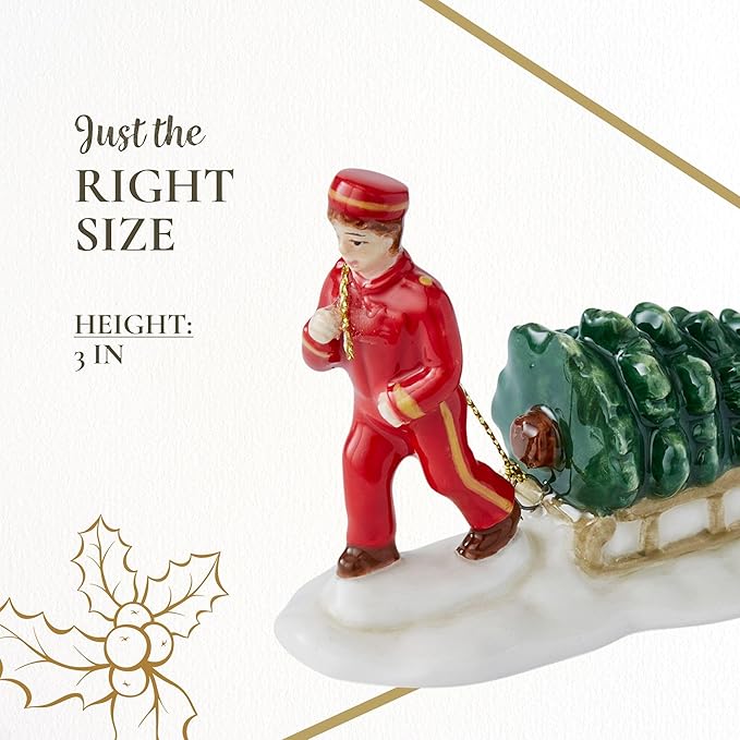Spode Christmas Tree Miniature Village Bell Hop Figural Decoration, Holiday Figurine, Festive Tabletop Christmas Décor, Seasonal Home & Holiday Decoration Accent for Display