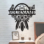 Personalized Dream Catcher Metal Wall Art - Custom Name Iron Sign for Home Decor, 8-30 Inch Black (Style D)
