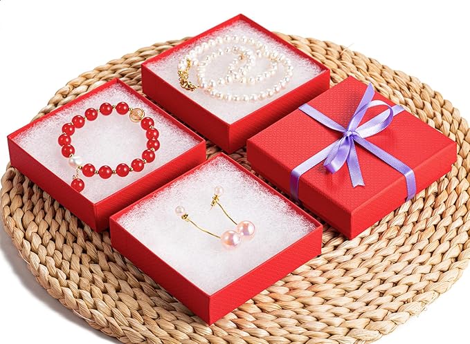 GEFTOL Jewelry Gift Boxes 20 Pack 3.5x3.5x1 Inch Cardboard Jewelry Boxes,Small Gift Boxes for Jewelry Earrings Necklaces Handmade Bangles Bracelets(Red)