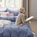 Bedsure Slate Blue Duvet Cover King Size - 3 Pieces Prewashed Cotton-Like Extra Soft Bedding Set, Includes 1 Duvet Cover 104x90 Inches with Zipper Closure & 2 Pillow Shams, Comforter Not Included