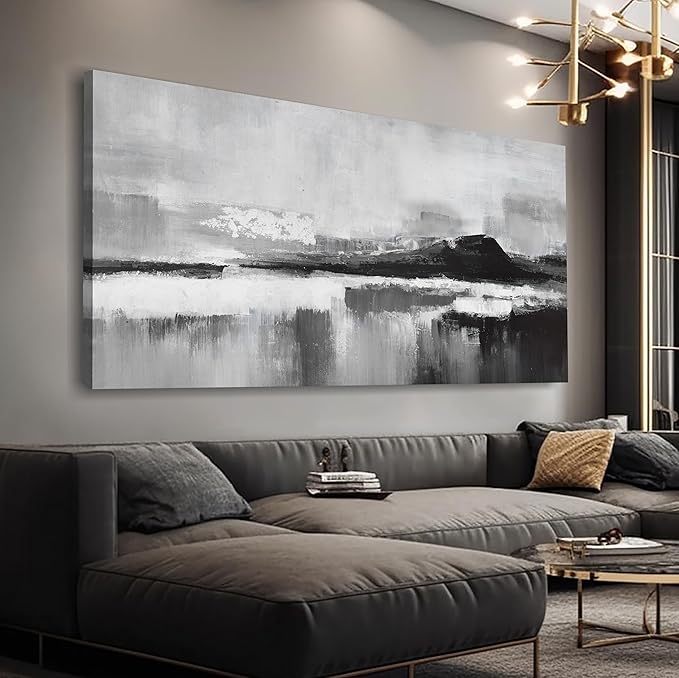 Abstract Wall Art Decor Modern paintings Wall Home Decor Wall Art Canvas Prints Black and White Wall Artwork for Living Room Bedroom Kitchen Office Decor 24"×48"