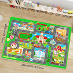 Kids Car Playmat, Kids Rug for Playroom Car Mat Town City Road Traffic Rugs, Play Mat for Floor, Extra Large Boys Kid Car Track Play Rug (Style SIX, 110.2 X 78.7 INCH)