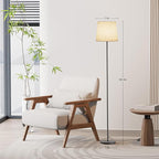 Floor Lamp with Linen Shade - 62" Dimmable LED Standing Lamp with Remote Control, 9W E26 Bulb Included, 3000-6000K, Modern Floor Reading Light for Bedroom Living Room Office Corner, Black