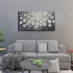 YaSheng Art - 24x48inch Abstract Art Painting，Oil Painting on Canvas Texture Black and white flower Oil Painting Hand-Painted Abstract Artwork Canvas Wall Art Paintings Modern Home Decor Art