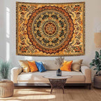 Lifeel Orange Mandala Tapestry, Boho Hippie Medallion Tapestries Home Decor for Bedroom Living Room Dorm, 60x80 inches
