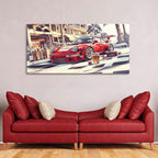 JEAWA Modern Canvas Wall Art - Large Canvas Wall Decor for Bedroom Living Room Home Office 24 x 48 IN, Funny Wall Art for Home Decoration, Red Car Pictures for Wall Decor