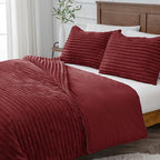 BEDELITE Fleece California King Comforter Set -Super Soft & Warm Fluffy Burgundy Bedding, Luxury Fuzzy Heavy Bed Set for Winter with 2 Pillow Cases
