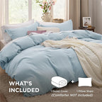 Bedsure Sky Blue Duvet Cover Twin/Twin XL Size - 2 Pieces Prewashed Cotton-Like Polyester Extra Soft Bedding Set, Includes 1 Twin Duvet Cover 68x90 In with Zipper Closure & 1 Pillow Sham, No Comforter