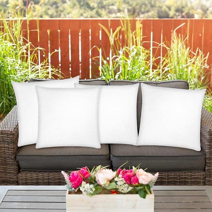 Covers & All Throw Pillow Inserts Only (Pack of 4, White), 65 GSM Non-Woven Fabric with 15D Silicon Fiber Filling, Durable Soft Universal uses for Home Decor Office Indoor Outdoor (Square 28" x 28")